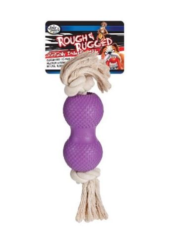 Four Paws Rough & Rugged Dumbell with Rope Dog Toy (Dumbell with Rope)