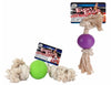 Four Paws Rough & Rugged Tough Ball & Cotton Rope Tug Dog Toy (2.75 - Rubber)