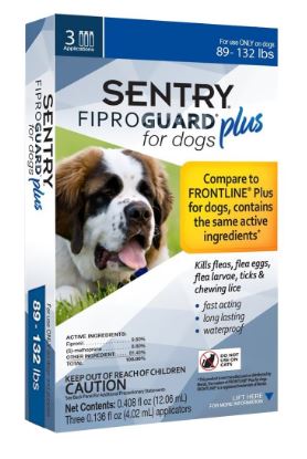 Sentry Fiproguard Plus for Dogs Topical Flea & Tick Treatment (89-132 lbs - 3 Month Supply)